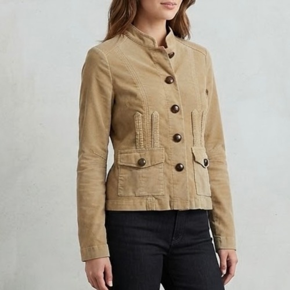 Vintage Forever 21 Corduroy Jacket M Medium Tan Utility Military Indie Sleaze